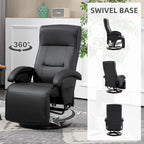 Fauteuil inclinable en cuir PU avec repose-pieds, dossier réglable à 135° et base pivotante en bois
