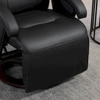 Fauteuil inclinable en cuir PU avec repose-pieds, dossier réglable à 135° et base pivotante en bois