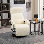 Fauteuil inclinable en cuir PU avec repose-pieds, dossier réglable à 135° et base pivotante en bois
