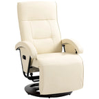 Fauteuil inclinable en cuir PU avec repose-pieds, dossier réglable à 135° et base pivotante en bois