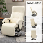 Fauteuil inclinable en cuir PU avec repose-pieds, dossier réglable à 135° et base pivotante en bois