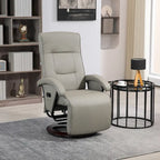 Fauteuil inclinable en cuir PU avec repose-pieds, dossier réglable à 135° et base pivotante en bois