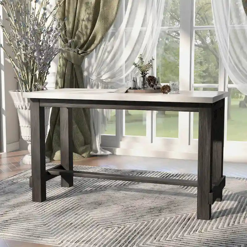 Table à manger rustique hauteur comptoir en véritable marbre avec 4 chaises rembourrées