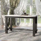 Table à manger rustique hauteur comptoir en véritable marbre avec 4 chaises rembourrées