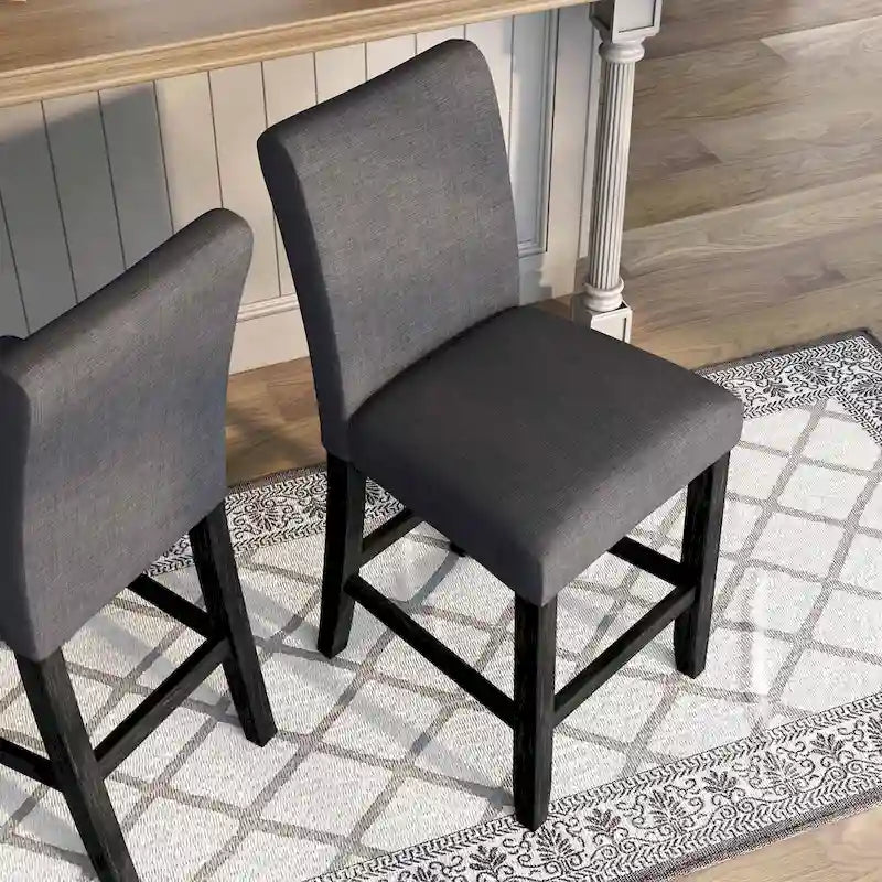 Table à manger rustique hauteur comptoir en véritable marbre avec 4 chaises rembourrées