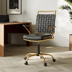 Chaise de bureau dorée avec coussin décoratif – Fauteuil d'appoint glamour