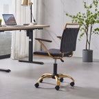 Chaise de bureau dorée avec coussin décoratif – Fauteuil d'appoint glamour