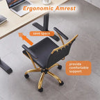 Chaise de bureau dorée avec coussin décoratif – Fauteuil d'appoint glamour