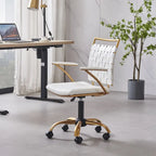 Chaise de bureau dorée avec coussin décoratif – Fauteuil d'appoint glamour