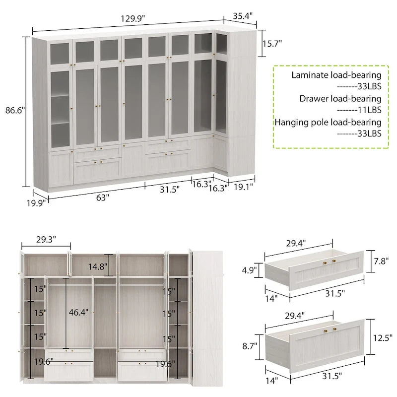 Grande armoire en verre dépoli — Rangement polyvalent