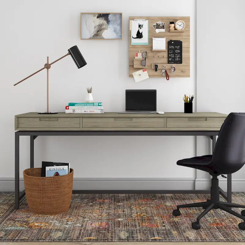Bureau large industriel en bois massif 72" — Poste de travail pour bureau à domicile
