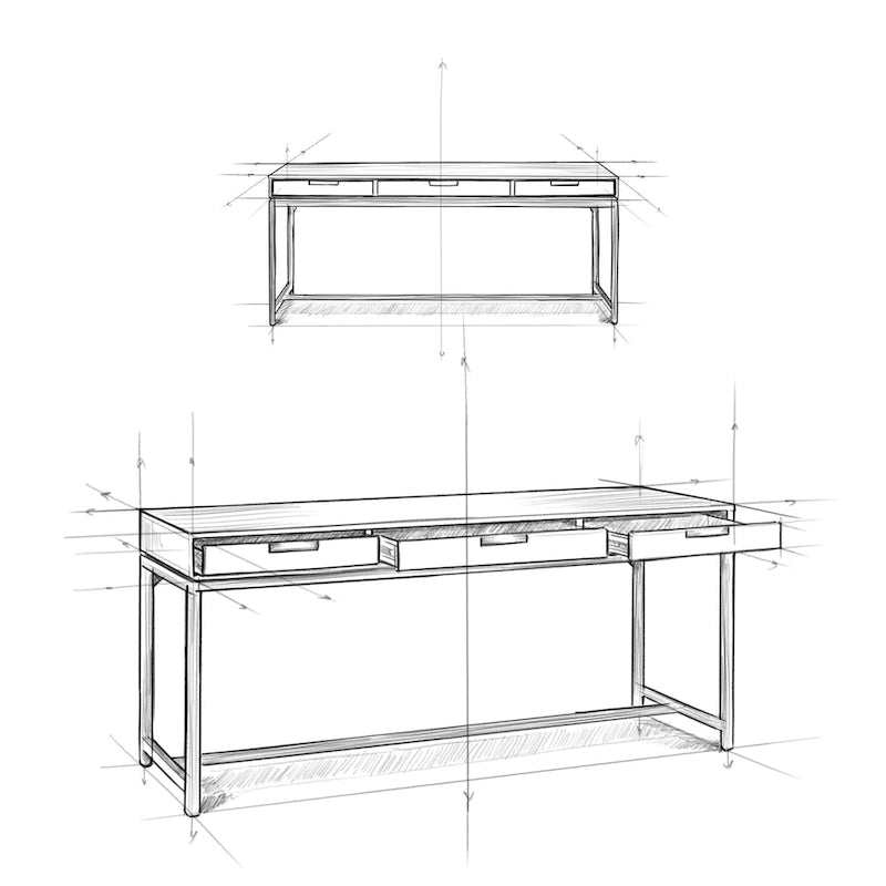 Bureau large industriel en bois massif 72" — Poste de travail pour bureau à domicile