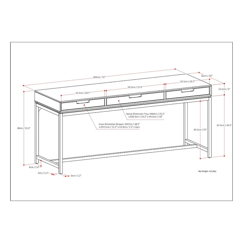 Bureau large industriel en bois massif 72" — Poste de travail pour bureau à domicile