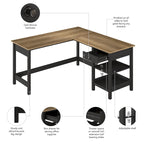 Bureau d'angle 60" avec rangements - Poste de travail pour bureau à domicile