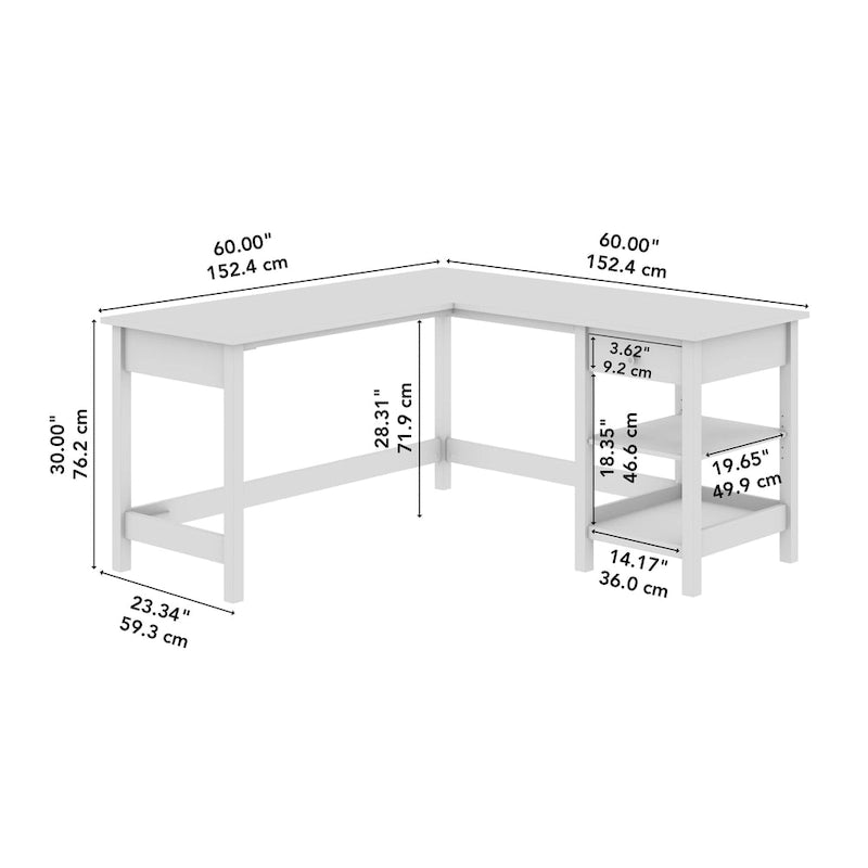 Bureau d'angle 60" avec rangements - Poste de travail pour bureau à domicile