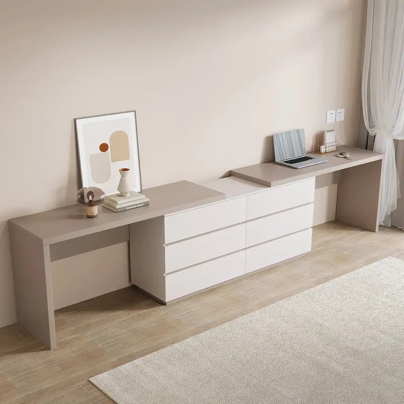 Bureau-commode de télétravail moderne extensible 366 cm — Poste de travail extra-large