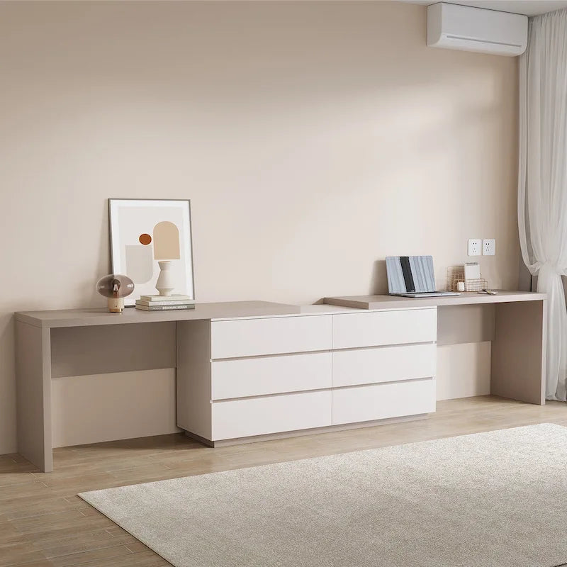 Bureau-commode de télétravail moderne extensible 366 cm — Poste de travail extra-large