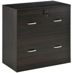 Classeur vertical 2 tiroirs avec serrure — Rangement de bureau noyer