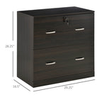 Classeur vertical 2 tiroirs avec serrure — Rangement de bureau noyer