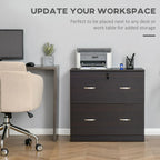 Classeur vertical 2 tiroirs avec serrure — Rangement de bureau noyer