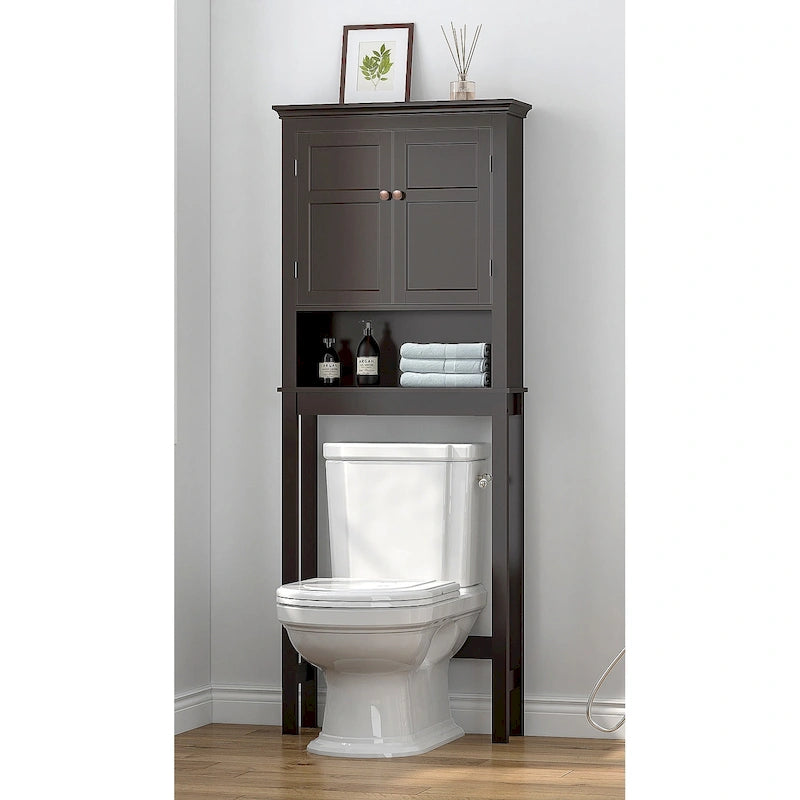 Meuble de rangement de salle de bain sur toilettes avec étagères réglables