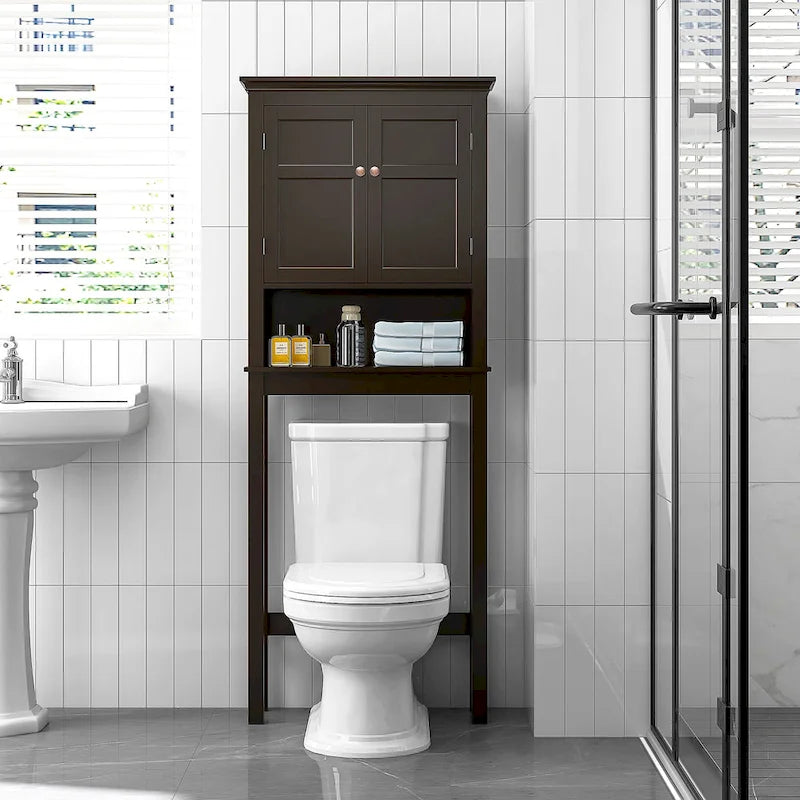 Meuble de rangement de salle de bain sur toilettes avec étagères réglables