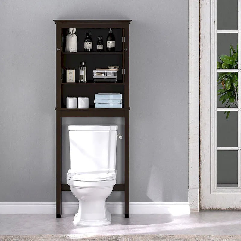 Meuble de rangement de salle de bain sur toilettes avec étagères réglables