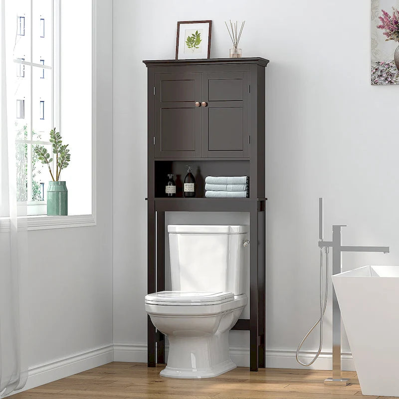 Meuble de rangement de salle de bain sur toilettes avec étagères réglables
