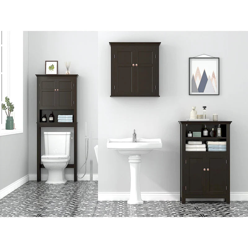 Meuble de rangement de salle de bain sur toilettes avec étagères réglables
