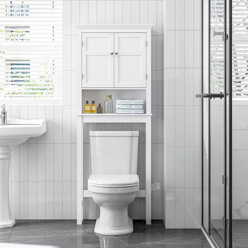 Meuble de rangement de salle de bain sur toilettes avec étagères réglables