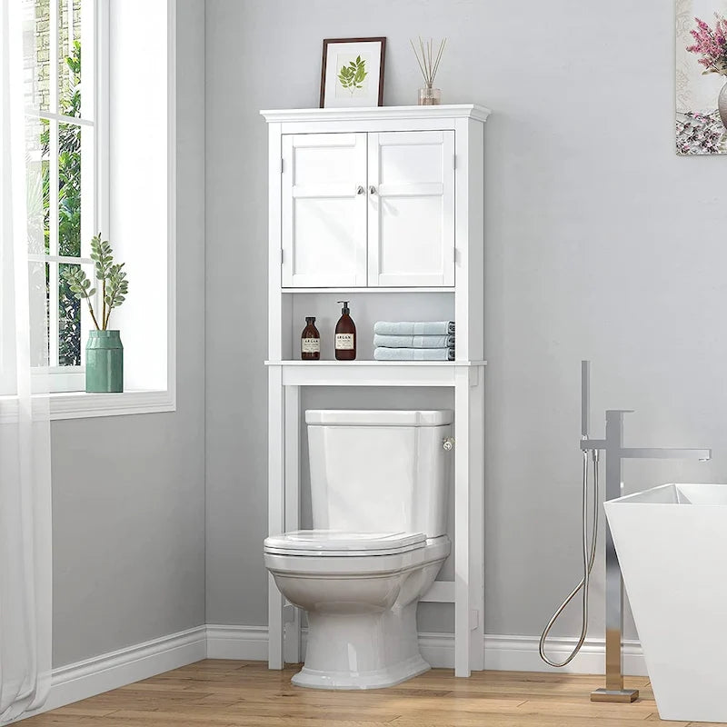 Meuble de rangement de salle de bain sur toilettes avec étagères réglables