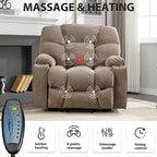 Fauteuil inclinable releveur électrique avec massage, chaleur et 2 porte-gobelets — Idéal pour les seniors