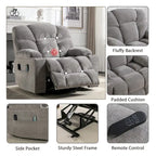 Fauteuil inclinable releveur électrique avec massage, chaleur et 2 porte-gobelets — Idéal pour les seniors