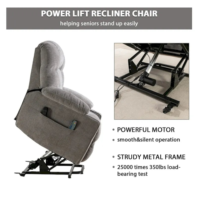 Fauteuil inclinable releveur électrique avec massage, chaleur et 2 porte-gobelets — Idéal pour les seniors