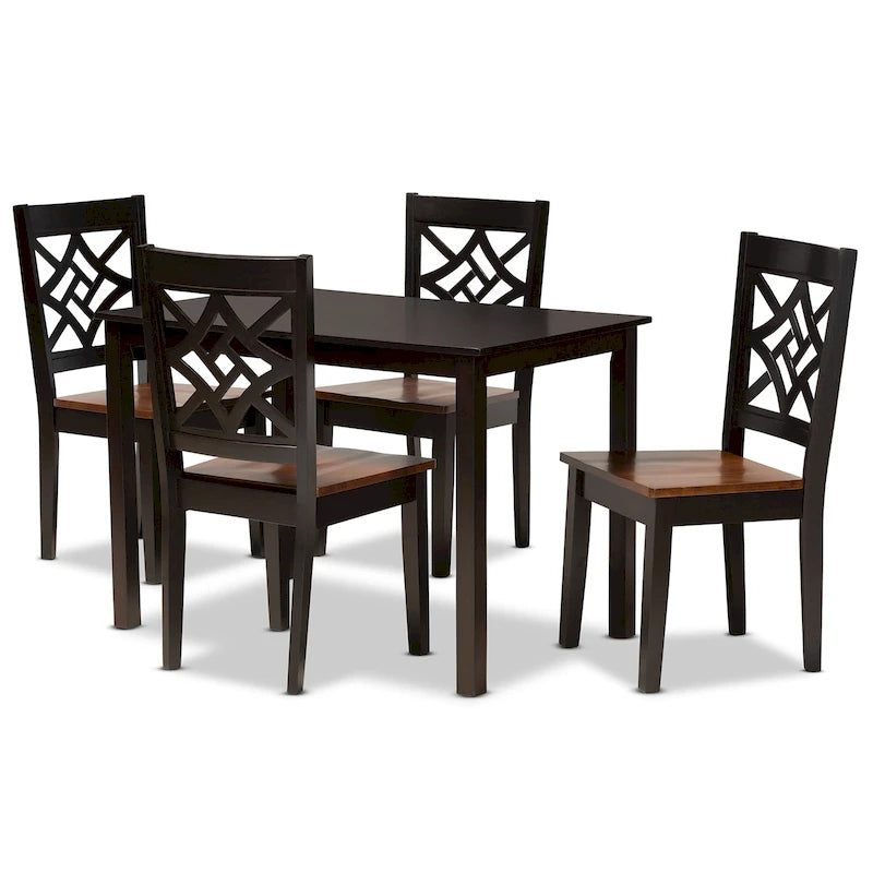 Table de salle à manger moderne transitionnelle avec 4 chaises — Salle à manger complète