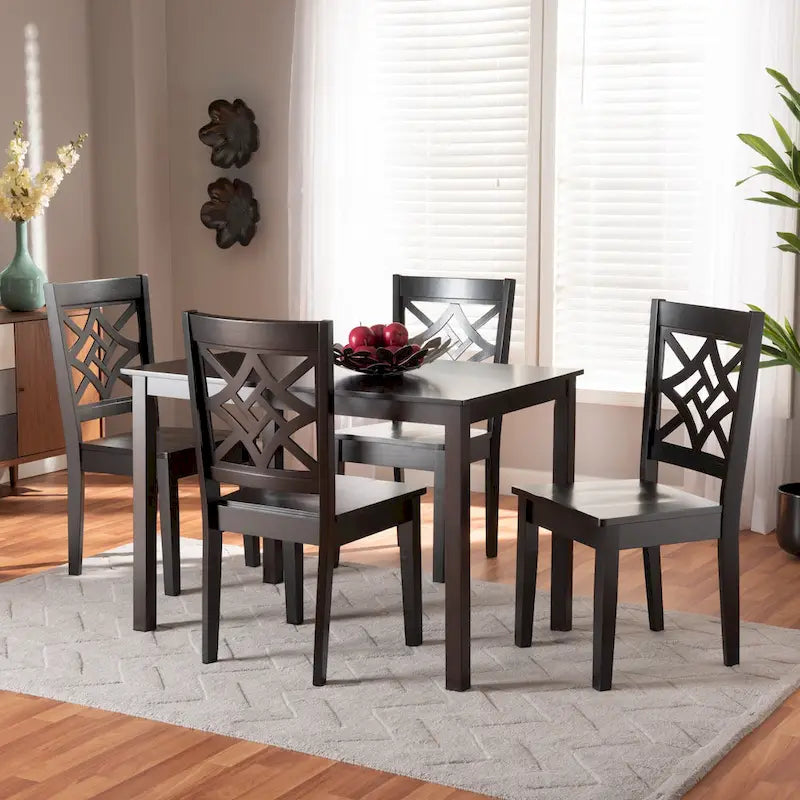 Table de salle à manger moderne transitionnelle avec 4 chaises — Salle à manger complète