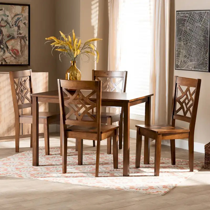 Table de salle à manger moderne transitionnelle avec 4 chaises — Salle à manger complète