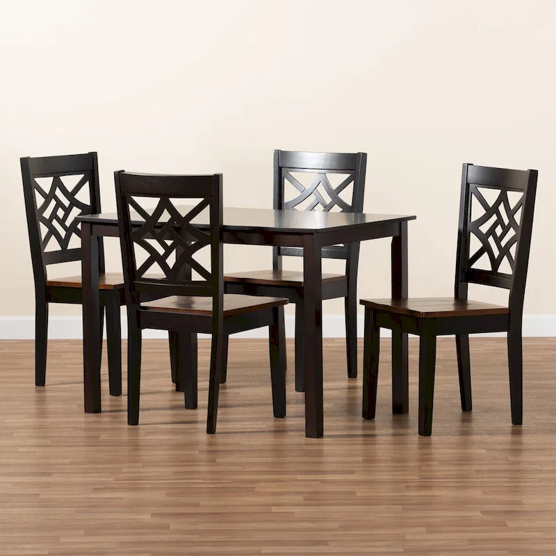 Table de salle à manger moderne transitionnelle avec 4 chaises — Salle à manger complète