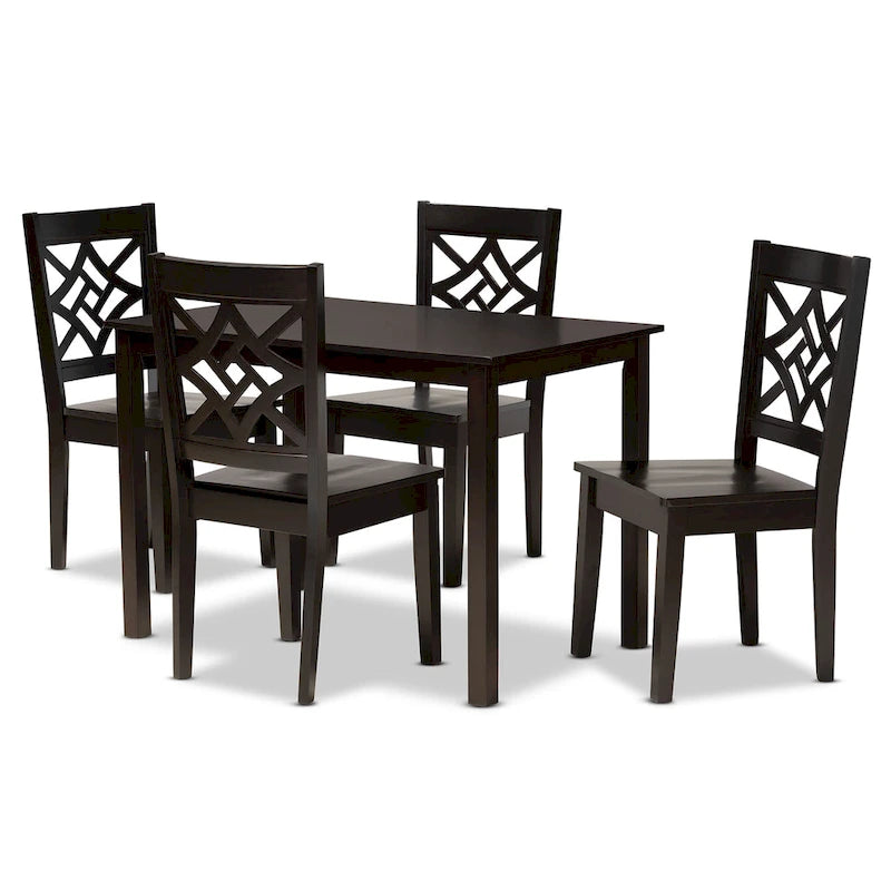 Table de salle à manger moderne transitionnelle avec 4 chaises — Salle à manger complète