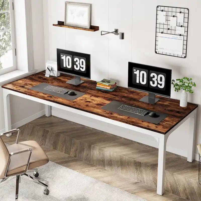 Bureau d'ordinateur extra long de 200 cm pour 2 personnes avec pieds en métal — Bureau et chambre à coucher