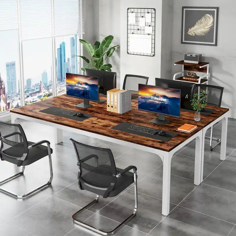 Bureau d'ordinateur extra long de 200 cm pour 2 personnes avec pieds en métal — Bureau et chambre à coucher