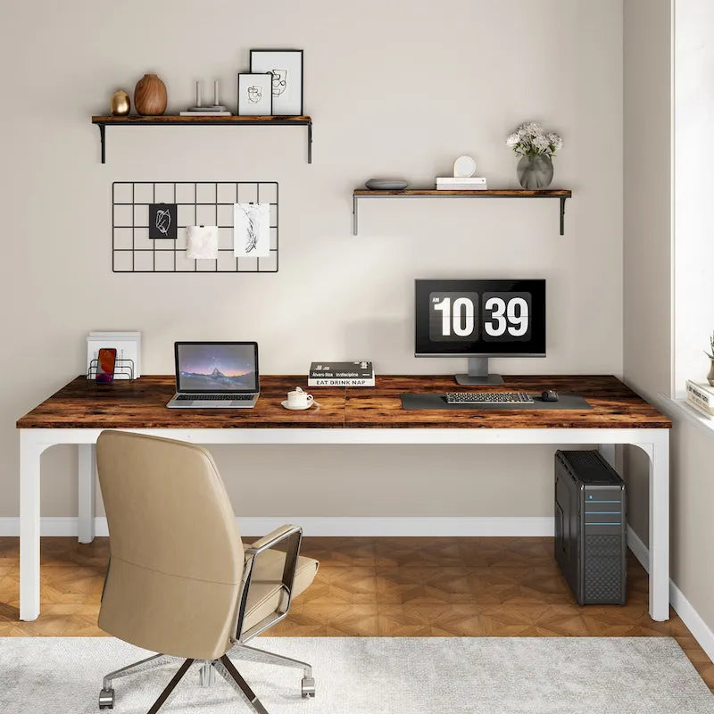 Bureau d'ordinateur extra long de 200 cm pour 2 personnes avec pieds en métal — Bureau et chambre à coucher