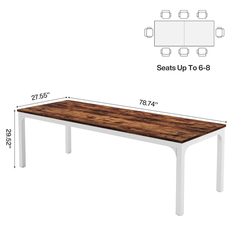 Bureau d'ordinateur extra long de 200 cm pour 2 personnes avec pieds en métal — Bureau et chambre à coucher