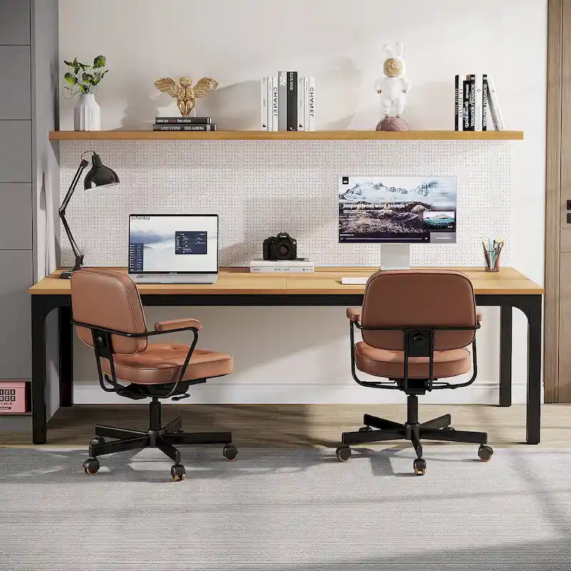 Bureau d'ordinateur extra long de 200 cm pour 2 personnes avec pieds en métal — Bureau et chambre à coucher