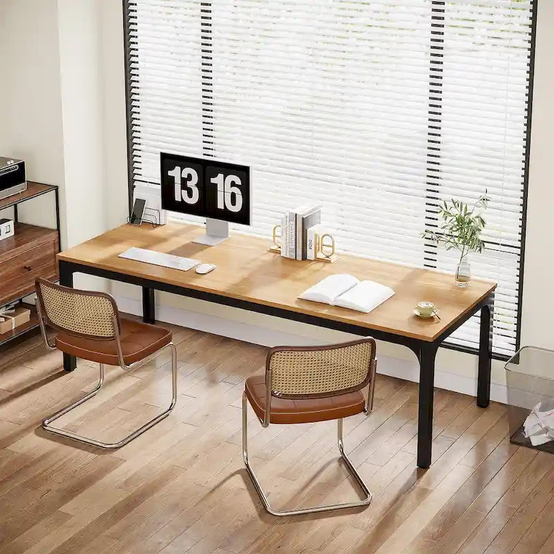 Bureau d'ordinateur extra long de 200 cm pour 2 personnes avec pieds en métal — Bureau et chambre à coucher