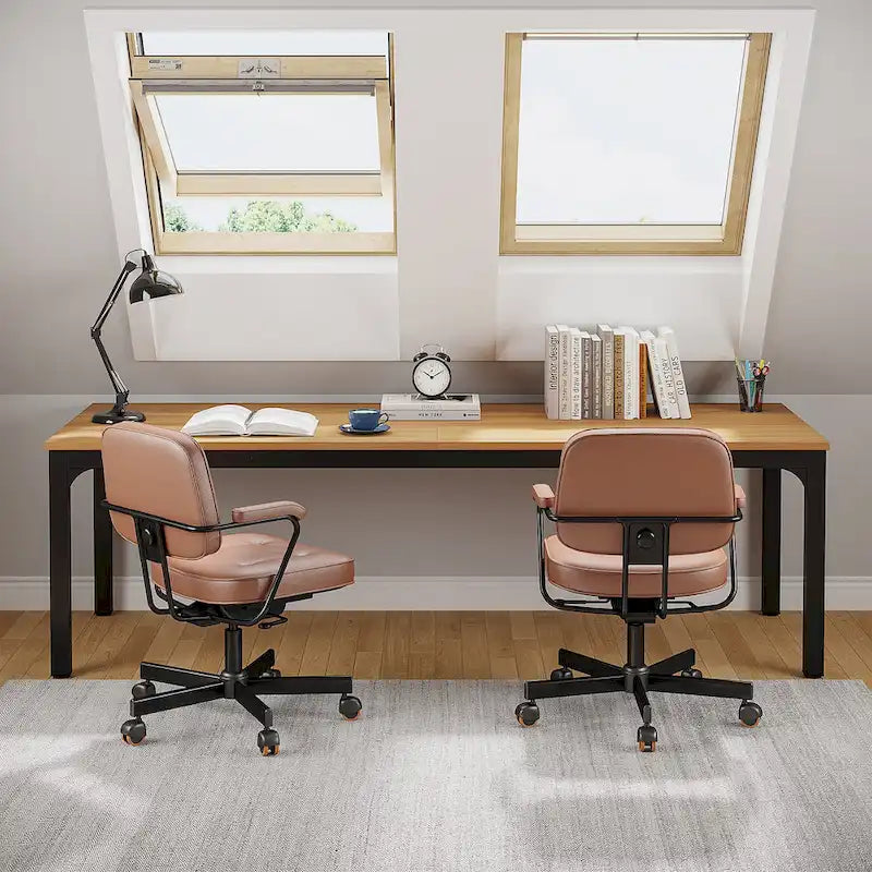 Bureau d'ordinateur extra long de 200 cm pour 2 personnes avec pieds en métal — Bureau et chambre à coucher