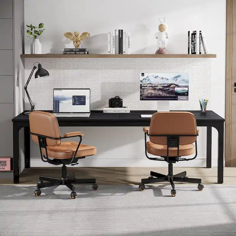 Bureau d'ordinateur extra long de 200 cm pour 2 personnes avec pieds en métal — Bureau et chambre à coucher