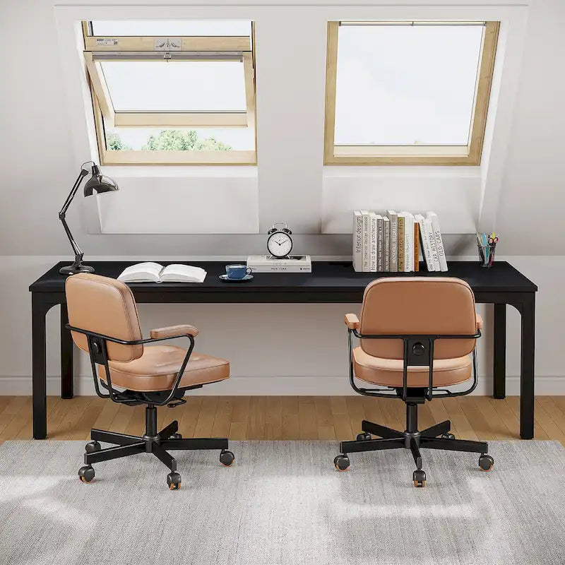 Bureau d'ordinateur extra long de 200 cm pour 2 personnes avec pieds en métal — Bureau et chambre à coucher