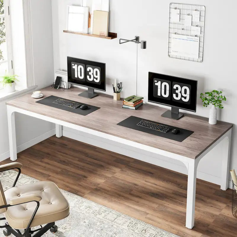 Bureau d'ordinateur extra long de 200 cm pour 2 personnes avec pieds en métal — Bureau et chambre à coucher