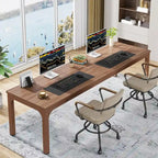 Bureau d'ordinateur extra long de 200 cm pour 2 personnes avec pieds en métal — Bureau et chambre à coucher